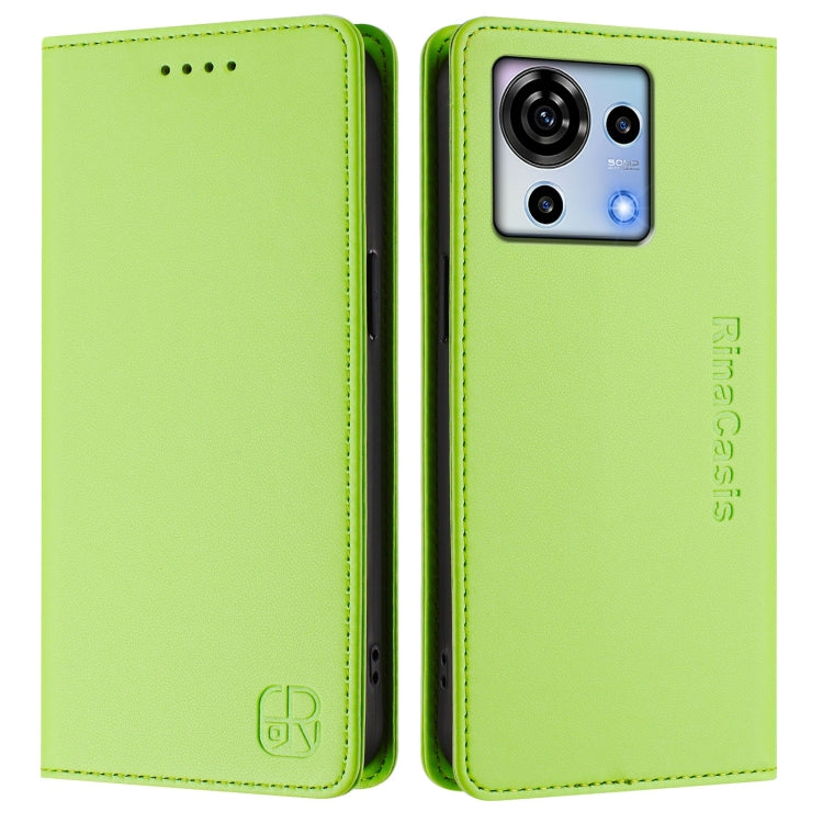 For ZTE Blade V50 Vita RC01 Dual-Folded Magnetic Suction RFID Leather Phone Case