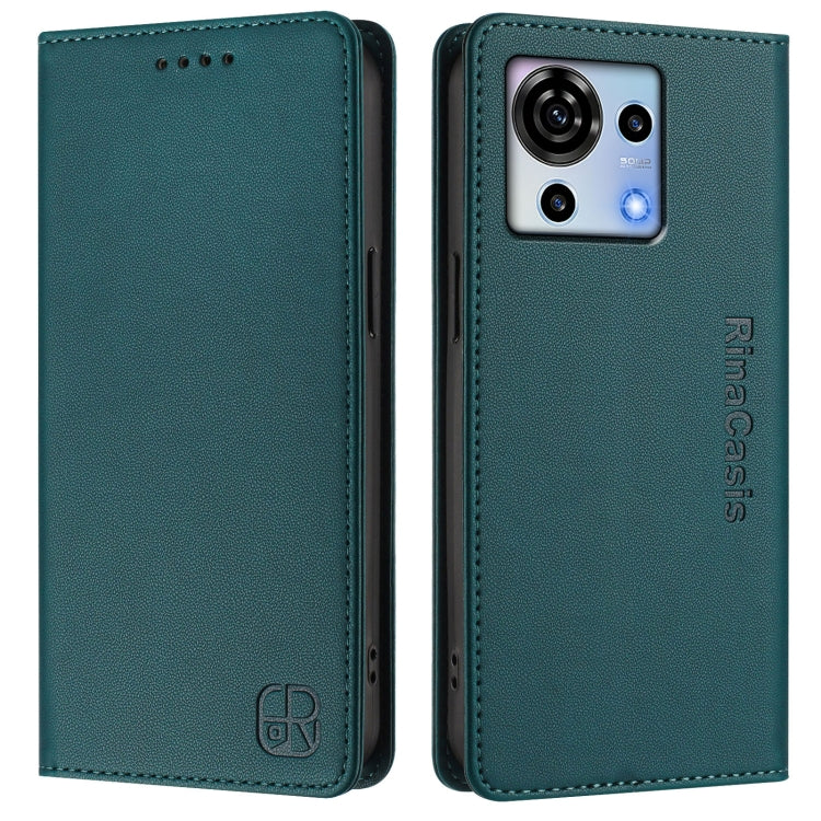 For ZTE Blade V50 Vita RC01 Dual-Folded Magnetic Suction RFID Leather Phone Case