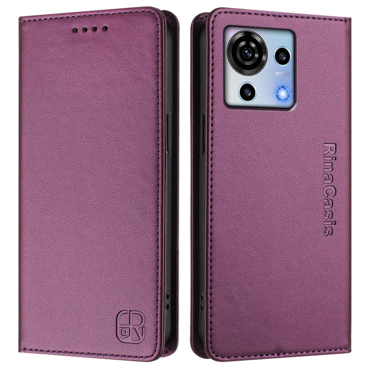 For ZTE Blade V50 Vita RC01 Dual-Folded Magnetic Suction RFID Leather Phone Case