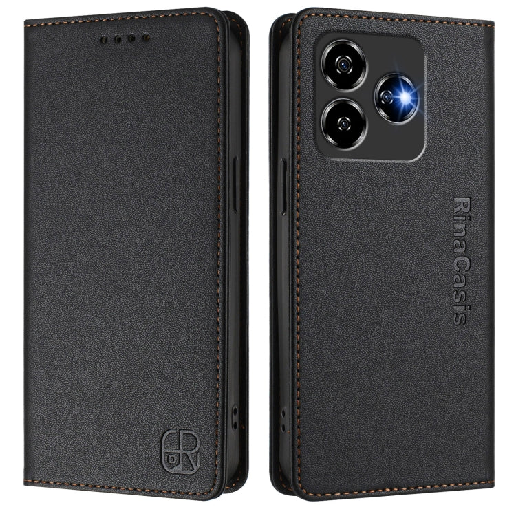 For ZTE Blade V60 Vita / V60 Design RC01 Dual-Folded Magnetic Suction RFID Leather Phone Case