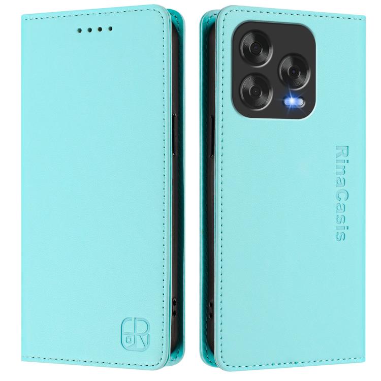 For ZTE Blade V70 Design RC01 Dual-Folded Magnetic Suction RFID Leather Phone Case