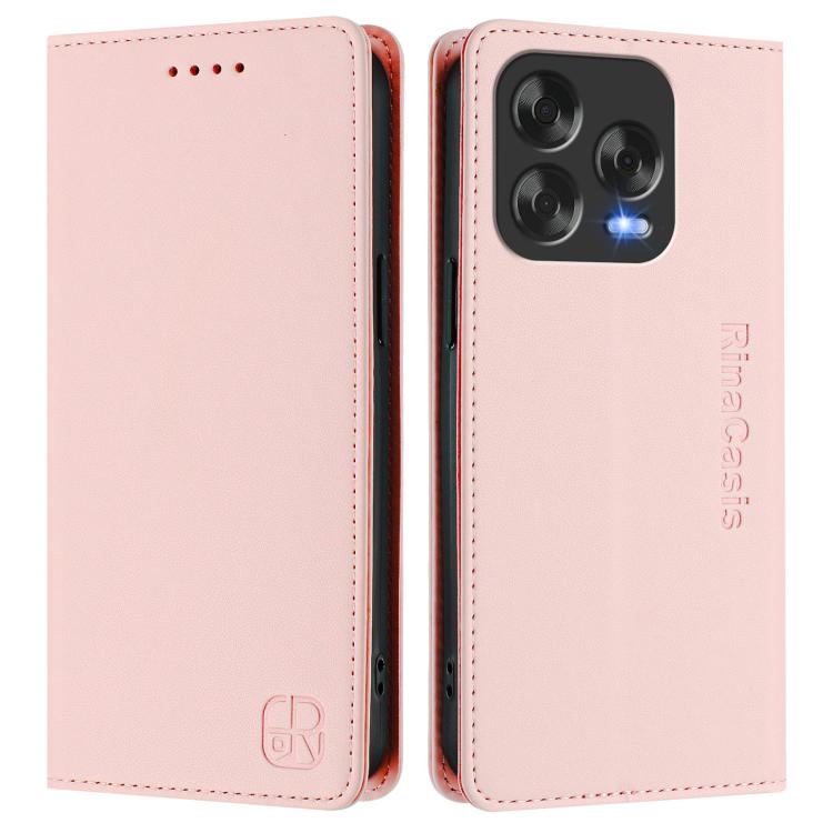 For ZTE Blade V70 Design RC01 Dual-Folded Magnetic Suction RFID Leather Phone Case