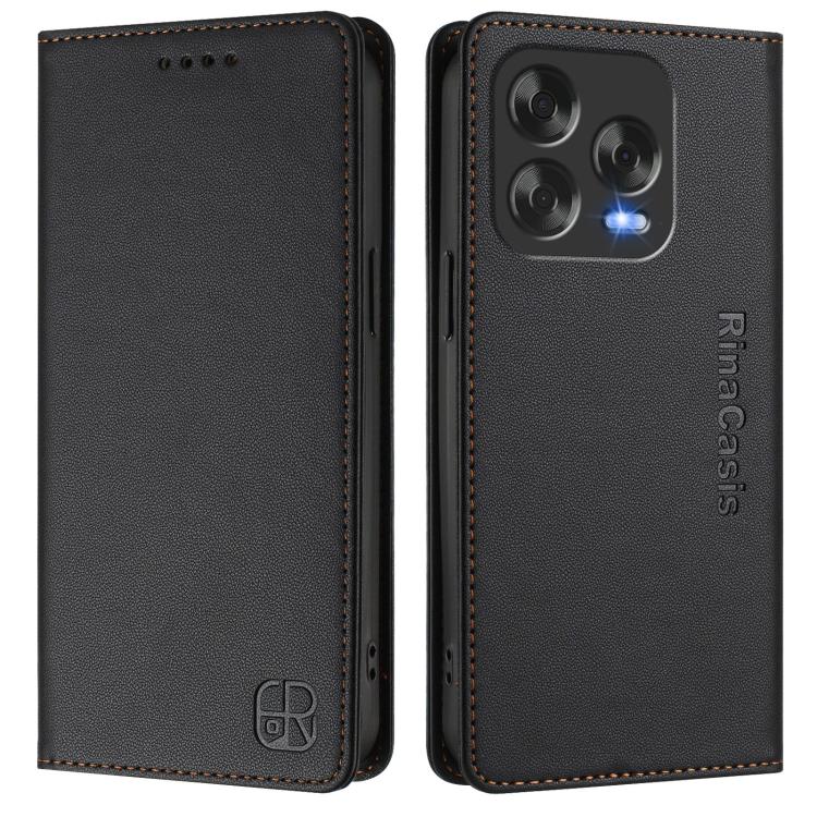 For ZTE Blade V70 Design RC01 Dual-Folded Magnetic Suction RFID Leather Phone Case