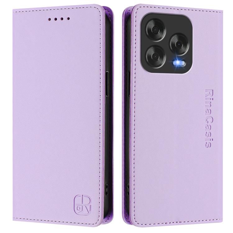 For ZTE Blade V70 Design RC01 Dual-Folded Magnetic Suction RFID Leather Phone Case