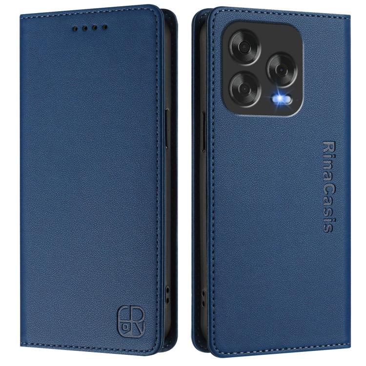 For ZTE Blade V70 Design RC01 Dual-Folded Magnetic Suction RFID Leather Phone Case