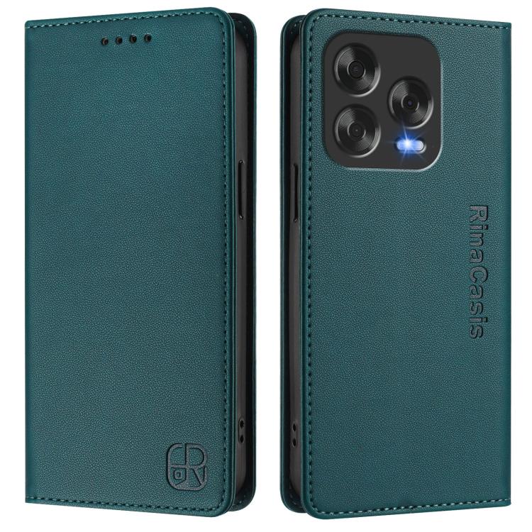 For ZTE Blade V70 Design RC01 Dual-Folded Magnetic Suction RFID Leather Phone Case