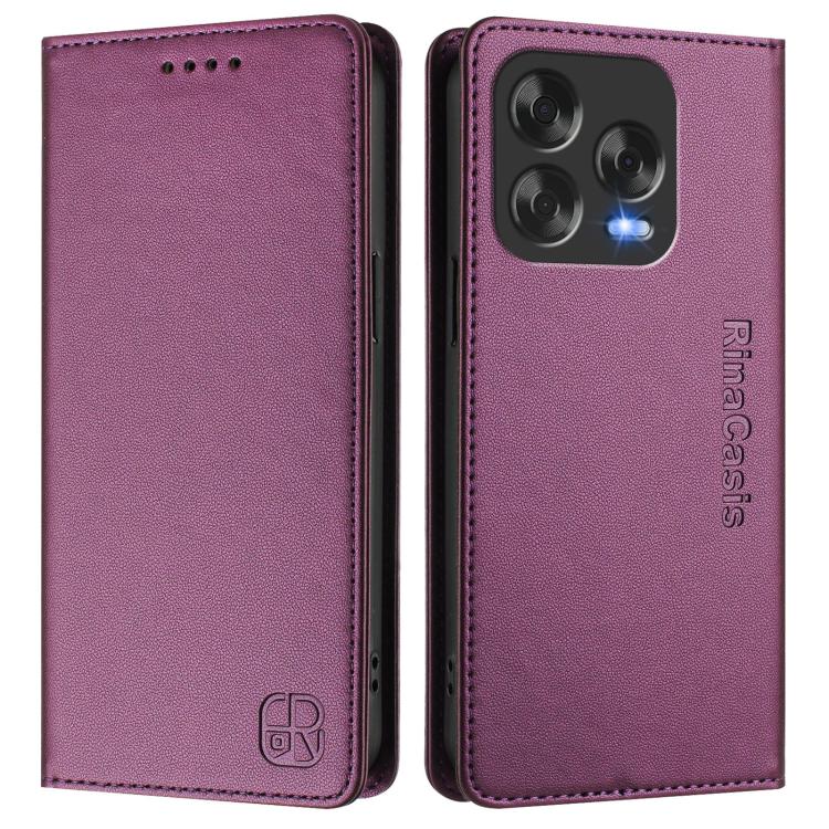 For ZTE Blade V70 Design RC01 Dual-Folded Magnetic Suction RFID Leather Phone Case