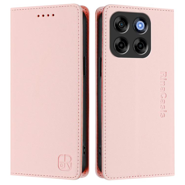 For ZTE Blade V70 Vita RC01 Dual-Folded Magnetic Suction RFID Leather Phone Case