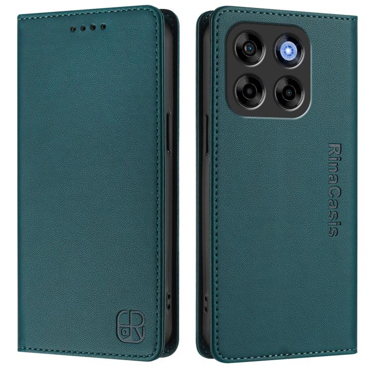 For ZTE Blade V70 Vita RC01 Dual-Folded Magnetic Suction RFID Leather Phone Case