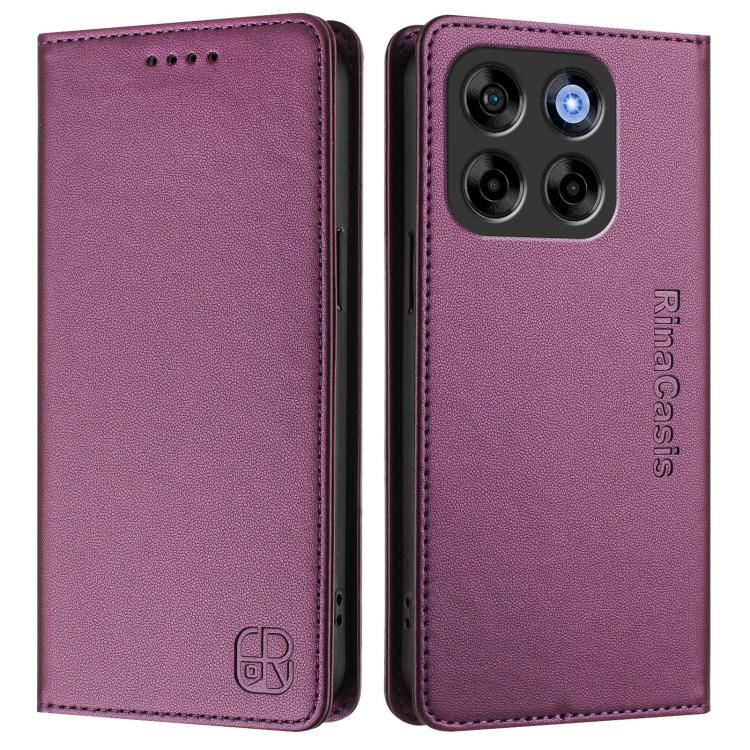 For ZTE Blade V70 Vita RC01 Dual-Folded Magnetic Suction RFID Leather Phone Case