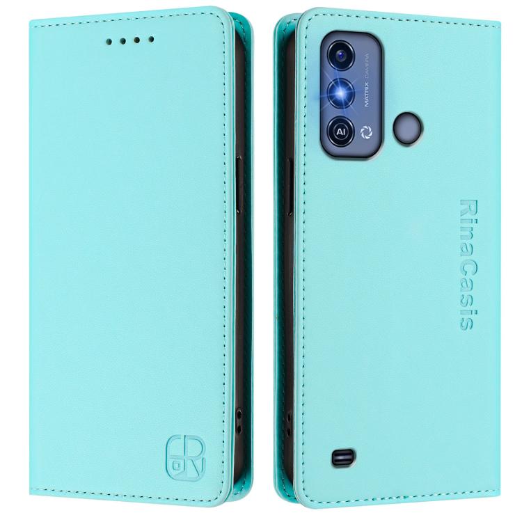 For ZTE Blade A53 Pro RC01 Dual-Folded Magnetic Suction RFID Leather Phone Case