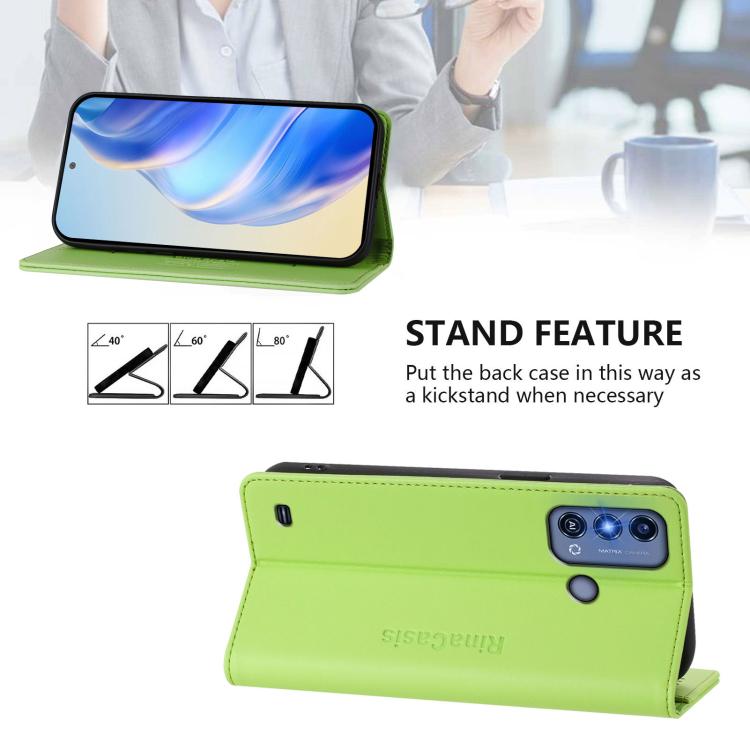 For ZTE Blade A53 Pro RC01 Dual-Folded Magnetic Suction RFID Leather Phone Case