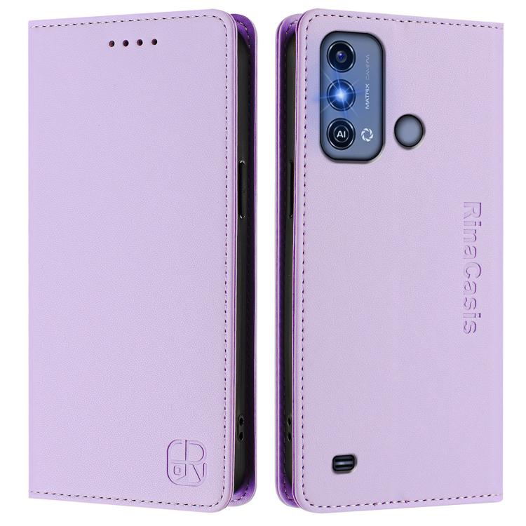 For ZTE Blade A53 Pro RC01 Dual-Folded Magnetic Suction RFID Leather Phone Case