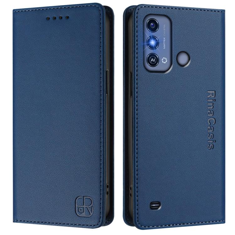 For ZTE Blade A53 Pro RC01 Dual-Folded Magnetic Suction RFID Leather Phone Case
