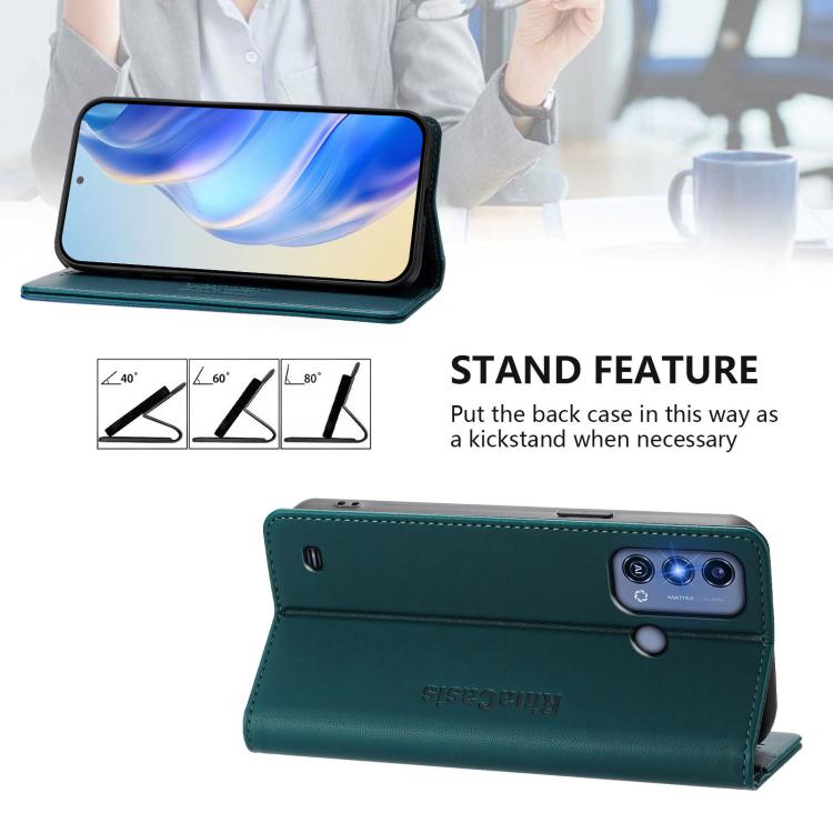 For ZTE Blade A53 Pro RC01 Dual-Folded Magnetic Suction RFID Leather Phone Case