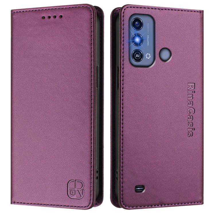 For ZTE Blade A53 Pro RC01 Dual-Folded Magnetic Suction RFID Leather Phone Case