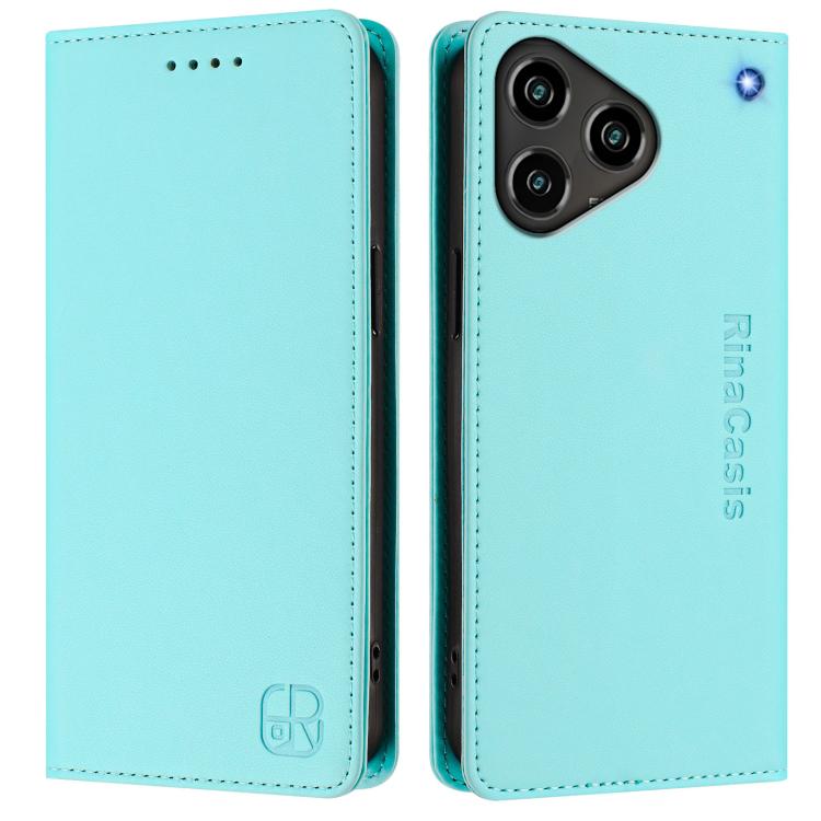 For ZTE Blade A76 4G RC01 Dual-Folded Magnetic Suction RFID Leather Phone Case
