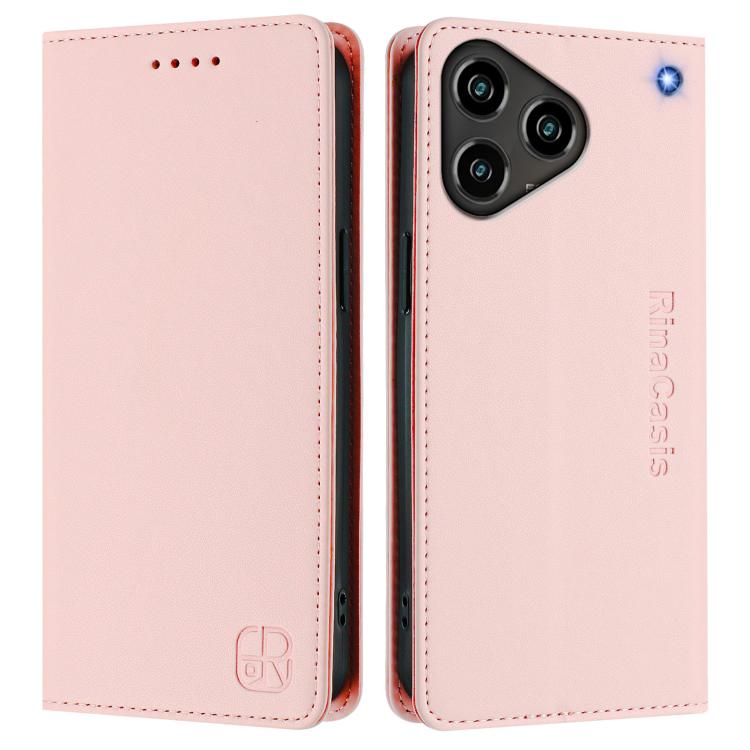 For ZTE Blade A76 4G RC01 Dual-Folded Magnetic Suction RFID Leather Phone Case