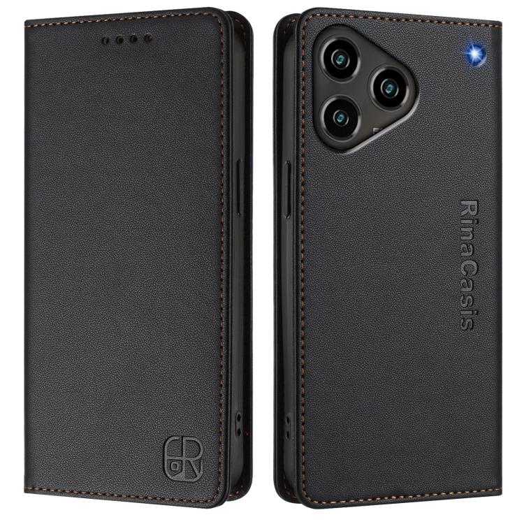 For ZTE Blade A76 4G RC01 Dual-Folded Magnetic Suction RFID Leather Phone Case