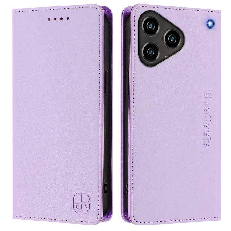 For ZTE Blade A76 4G RC01 Dual-Folded Magnetic Suction RFID Leather Phone Case