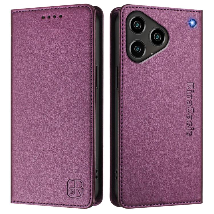 For ZTE Blade A76 4G RC01 Dual-Folded Magnetic Suction RFID Leather Phone Case