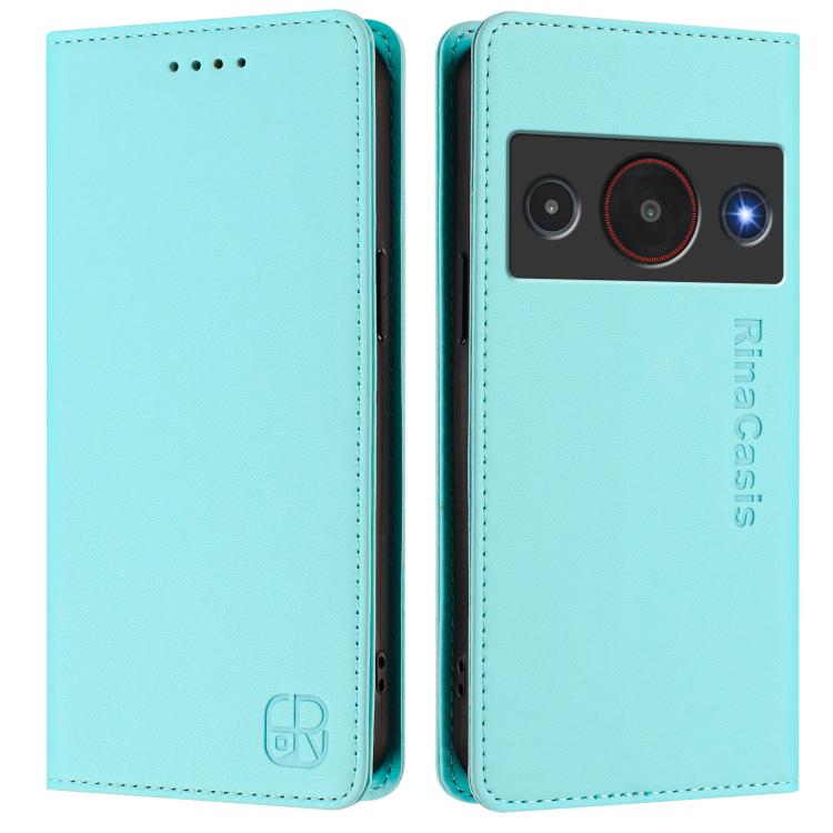 For ZTE Blade A75 Pro / Telstra T-Elite 5G RC01 Dual-Folded Magnetic Suction RFID Leather Phone Case