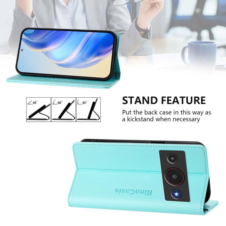 For ZTE Blade A75 Pro / Telstra T-Elite 5G RC01 Dual-Folded Magnetic Suction RFID Leather Phone Case