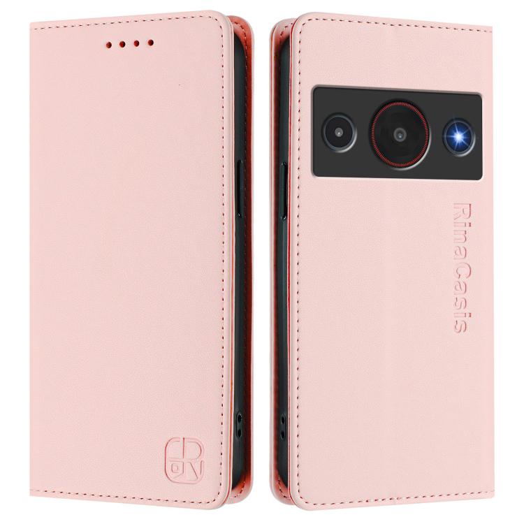 For ZTE Blade A75 Pro / Telstra T-Elite 5G RC01 Dual-Folded Magnetic Suction RFID Leather Phone Case