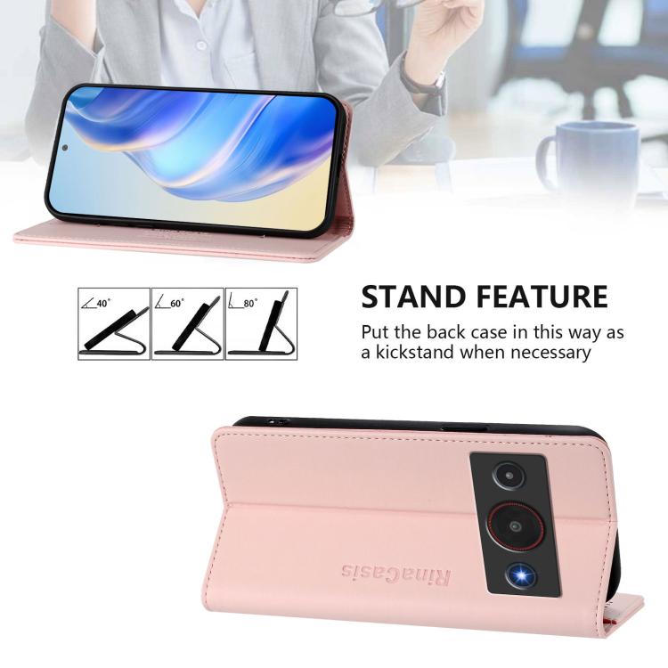 For ZTE Blade A75 Pro / Telstra T-Elite 5G RC01 Dual-Folded Magnetic Suction RFID Leather Phone Case