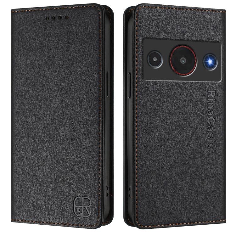 For ZTE Blade A75 Pro / Telstra T-Elite 5G RC01 Dual-Folded Magnetic Suction RFID Leather Phone Case