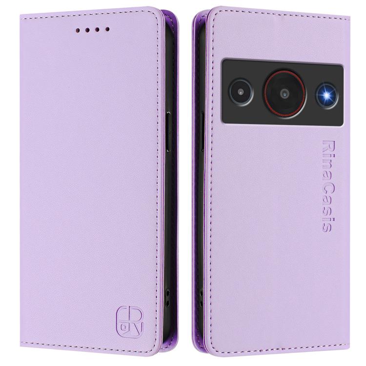 For ZTE Blade A75 Pro / Telstra T-Elite 5G RC01 Dual-Folded Magnetic Suction RFID Leather Phone Case
