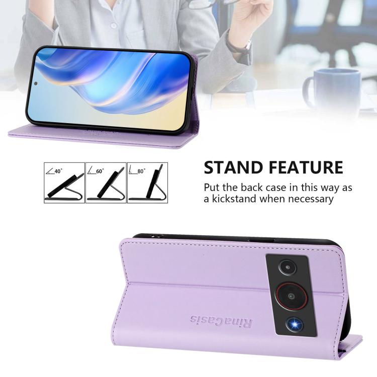 For ZTE Blade A75 Pro / Telstra T-Elite 5G RC01 Dual-Folded Magnetic Suction RFID Leather Phone Case