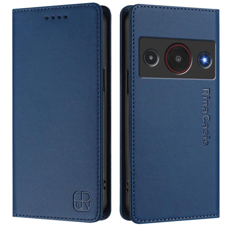 For ZTE Blade A75 Pro / Telstra T-Elite 5G RC01 Dual-Folded Magnetic Suction RFID Leather Phone Case
