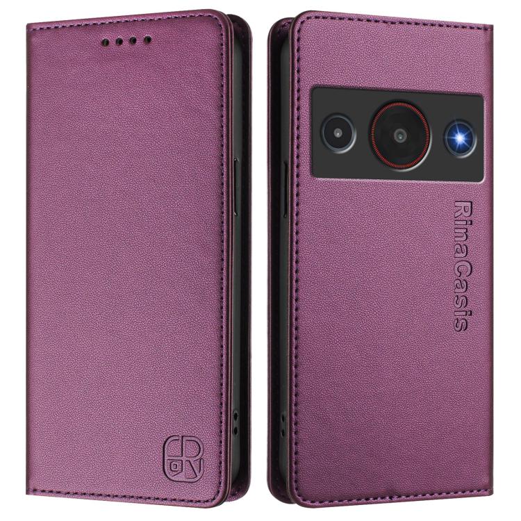 For ZTE Blade A75 Pro / Telstra T-Elite 5G RC01 Dual-Folded Magnetic Suction RFID Leather Phone Case