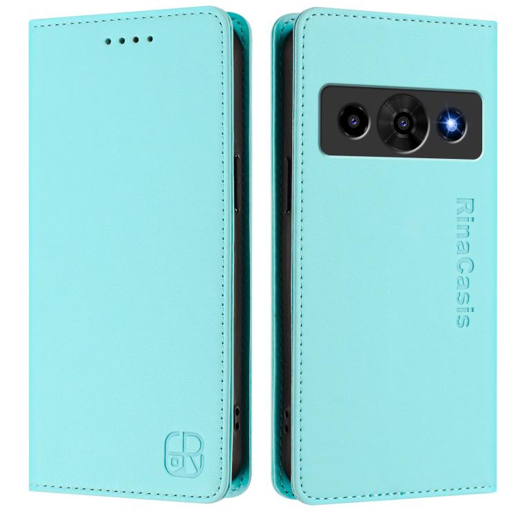 For ZTE Nubia P7 Pro / Optus X Value 5G RC01 Dual-Folded Magnetic Suction RFID Leather Phone Case