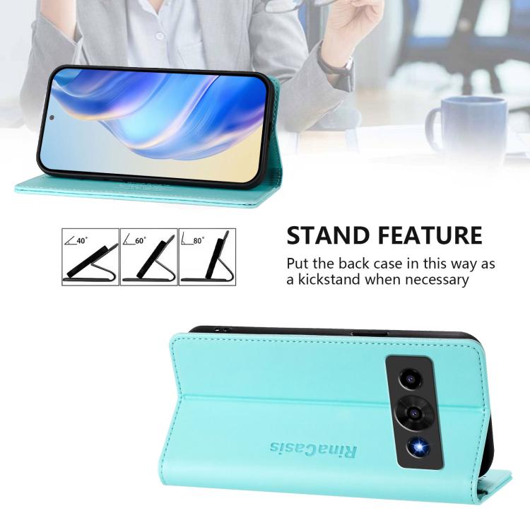 For ZTE Nubia P7 Pro / Optus X Value 5G RC01 Dual-Folded Magnetic Suction RFID Leather Phone Case