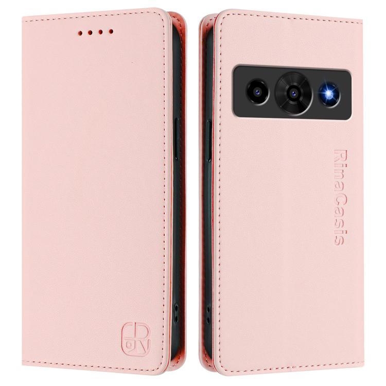 For ZTE Nubia P7 Pro / Optus X Value 5G RC01 Dual-Folded Magnetic Suction RFID Leather Phone Case