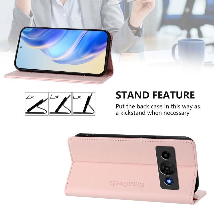 For ZTE Nubia P7 Pro / Optus X Value 5G RC01 Dual-Folded Magnetic Suction RFID Leather Phone Case