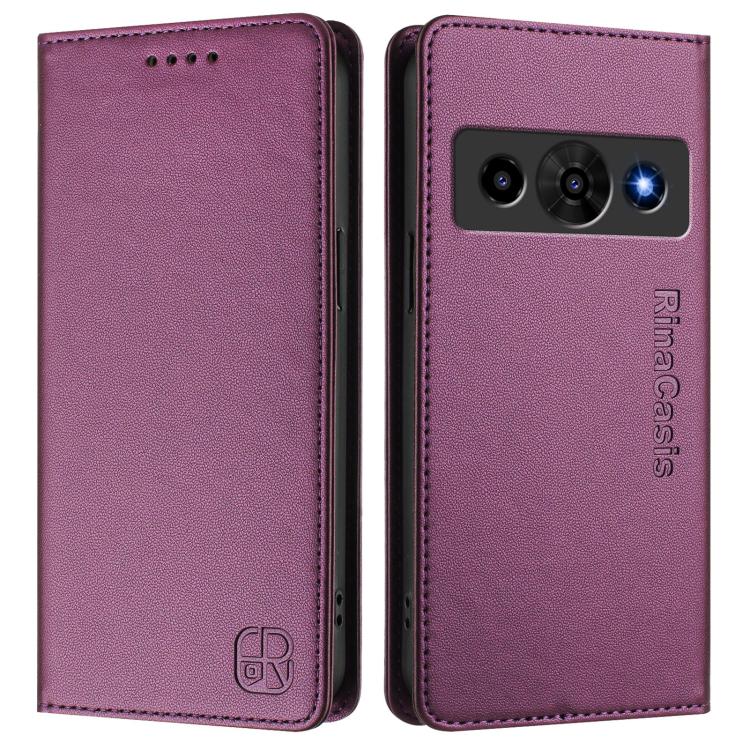 For ZTE Nubia P7 Pro / Optus X Value 5G RC01 Dual-Folded Magnetic Suction RFID Leather Phone Case