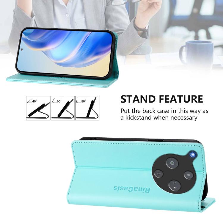 For ZTE Nubia P9 Pro / Optus X Pro 2 5G RC01 Dual-Folded Magnetic Suction RFID Leather Phone Case