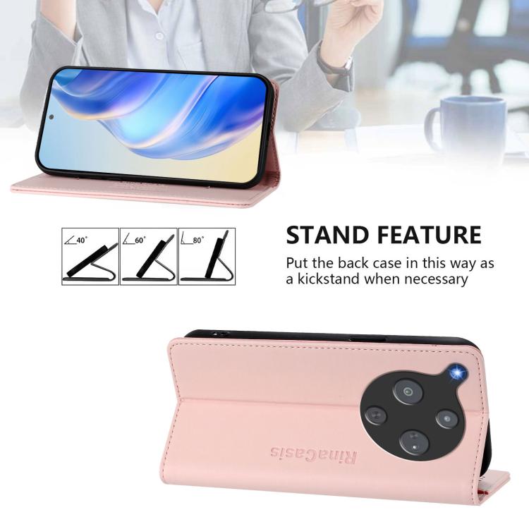 For ZTE Nubia P9 Pro / Optus X Pro 2 5G RC01 Dual-Folded Magnetic Suction RFID Leather Phone Case