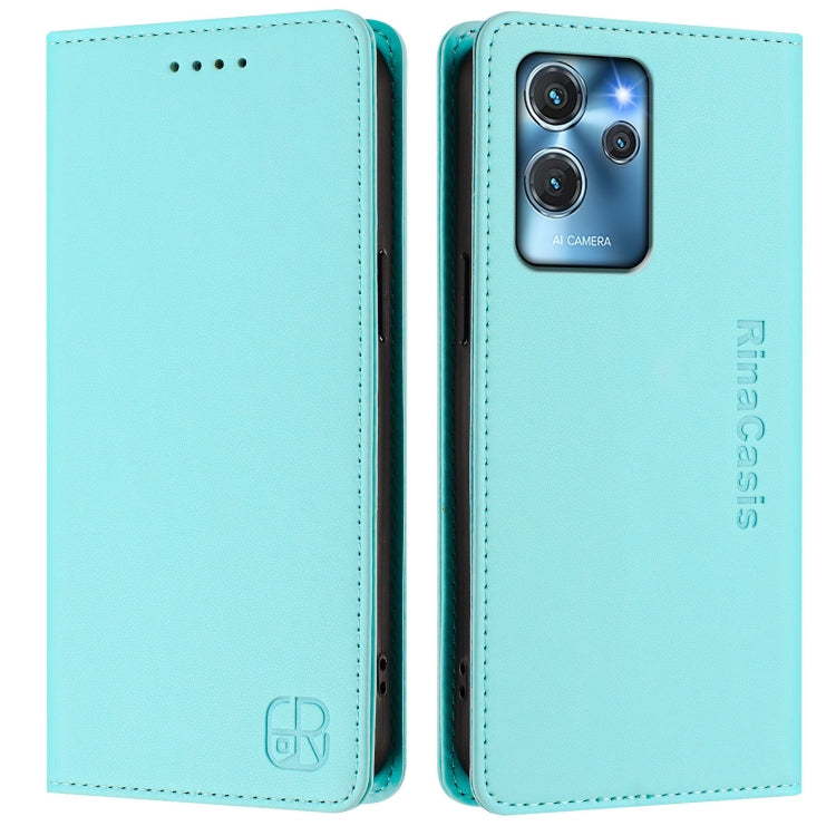 For Oukitel C32 RC01 Dual-Folded Magnetic Suction RFID Leather Phone Case