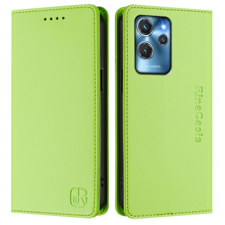For Oukitel C32 RC01 Dual-Folded Magnetic Suction RFID Leather Phone Case