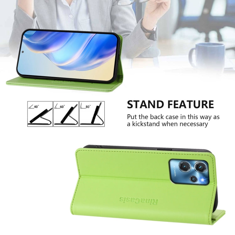 For Oukitel C32 RC01 Dual-Folded Magnetic Suction RFID Leather Phone Case