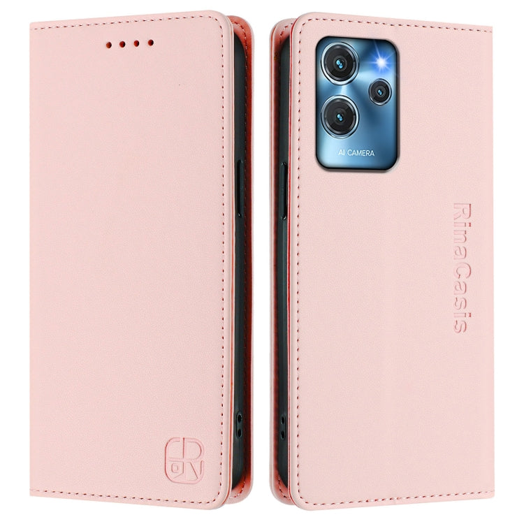 For Oukitel C32 RC01 Dual-Folded Magnetic Suction RFID Leather Phone Case