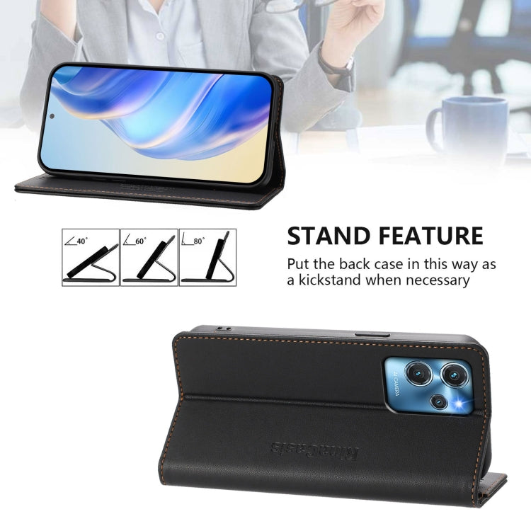 For Oukitel C32 RC01 Dual-Folded Magnetic Suction RFID Leather Phone Case