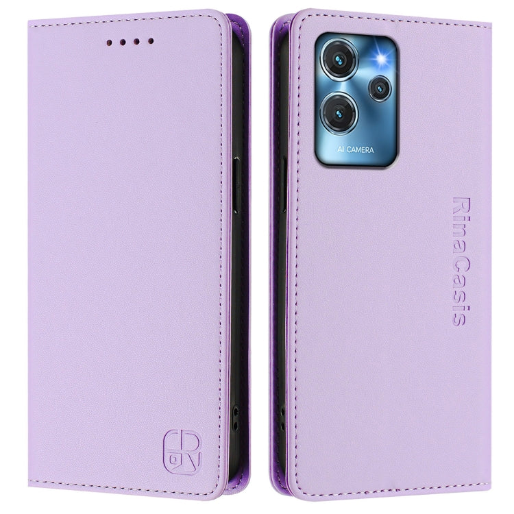 For Oukitel C32 RC01 Dual-Folded Magnetic Suction RFID Leather Phone Case