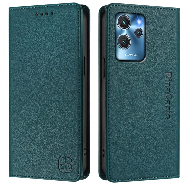 For Oukitel C32 RC01 Dual-Folded Magnetic Suction RFID Leather Phone Case