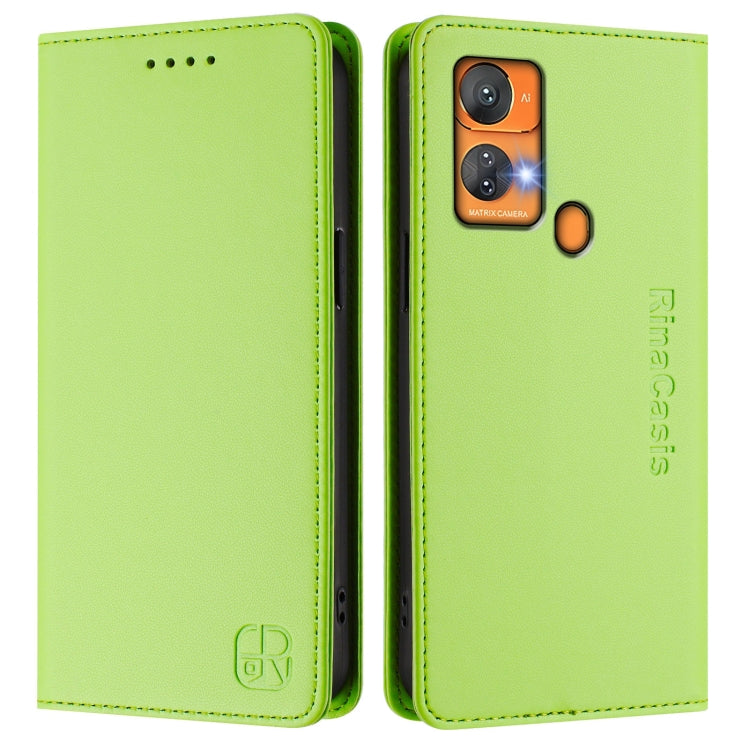 For Oukitel C33 RC01 Dual-Folded Magnetic Suction RFID Leather Phone Case