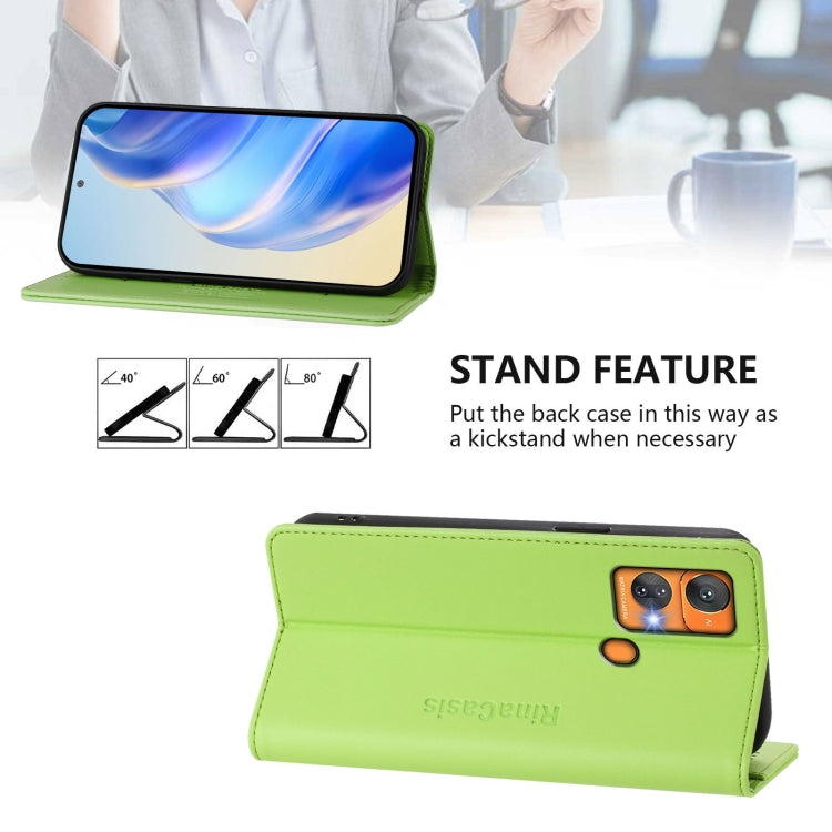 For Oukitel C33 RC01 Dual-Folded Magnetic Suction RFID Leather Phone Case